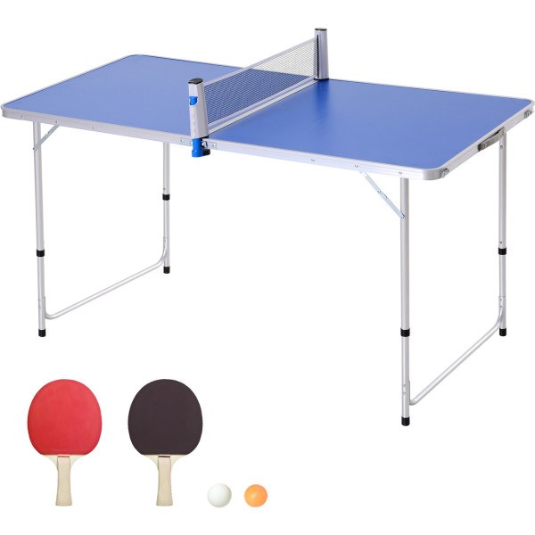 Outsunny Mesa De Ping-pong Plegable Altura Ajustable De 3 Niveles Con Palas Y Pelotas 160x80x54/62/70cm Carga Máxima 30kg