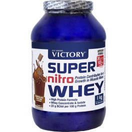 Victory Super Nitro Whey 1 Kg – Concentrado y Aislado de Suero - Fuente Proteica Rica en BCAAs. Recuperación muscular. Con L-Glutamina, Vitamina B6 y Calcio.
