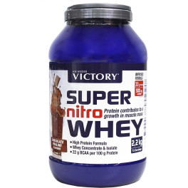 Victory Super Nitro Whey 2,2 Kg -  Concentrado y aislado de suero. Fuente proteica rica en BCAAs. Recuperación muscular. Con L-Glutamina, Vitamina B6 y Calcio.