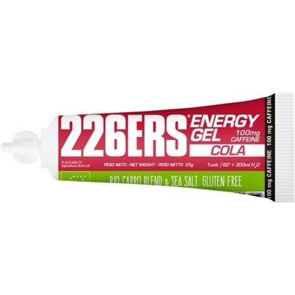 226ERS ENERGY GEL BIO 1 x 25GR 100mg KOFFEIN COLA*: Energiegel mit 100mg Koffein - Glutenfrei, Vegan und Bio - Vor oder während dem Sport einnehmen - Aktiviert und gibt Energie