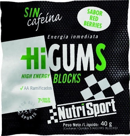 Nutrisport HiGums High Energy Sin Cafeína 1 bolsa x 40 gr (5 Gominolas) Nutrisport HiGums High Energy Sin Cafeína 1 bolsa x 40 gr (5 Gominolas)
