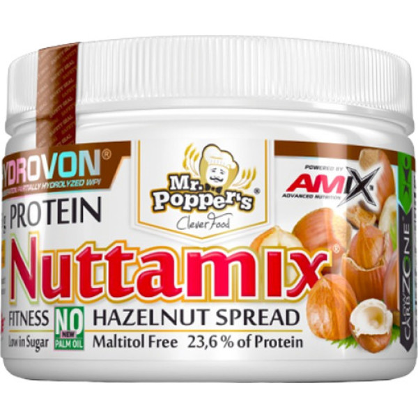 Amix Protein Nuttamix Mr Poppers - Crema de Chocolate Negro y Avellanas 250 gr