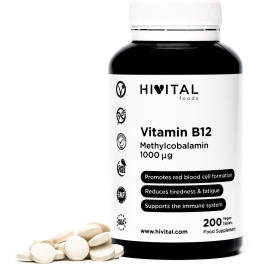 Hivital Vitamina B12 Metilcobalamina 1000 Mcg  200 Comprimidos Veganos