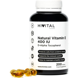 Hivital Vitamina E Natural 400 Ui  200 Perlas  Más De 6 Meses De Suministro