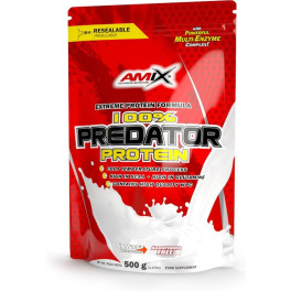 Amix Predator Protein Doypack 500gr - Proteína que contiene L-glutamina y DigeZyme, Contriubye al Crecimiento Muscular + Libre de Aspartamo