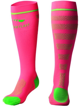 Sportlast Calcetin de Compresion Largo Pro Running Everes Coral-Verde Sportlast Calcetin de Compresion Largo Pro Running Everes Coral-Verde