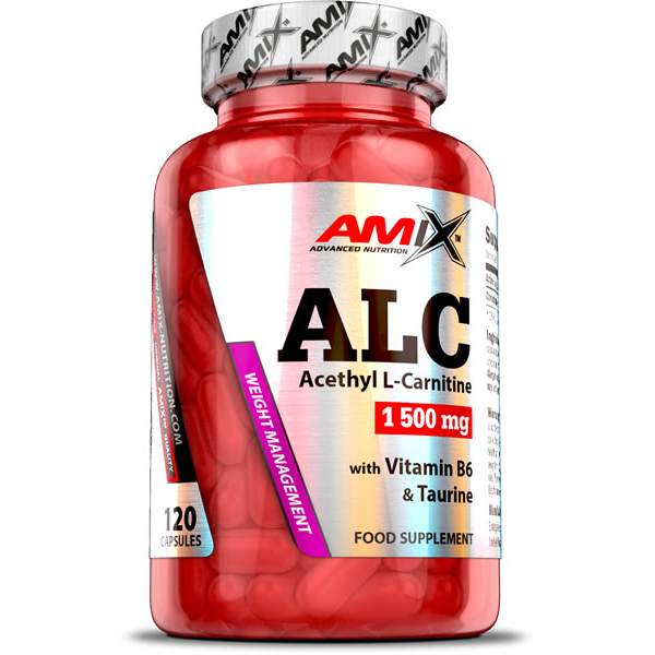 Amix Carniline ALC 120 caps - Contribue à la perte de masse grasse corporelle Contient de l'acétyl-L-carnitine, de la taurine et de la vitamine B6