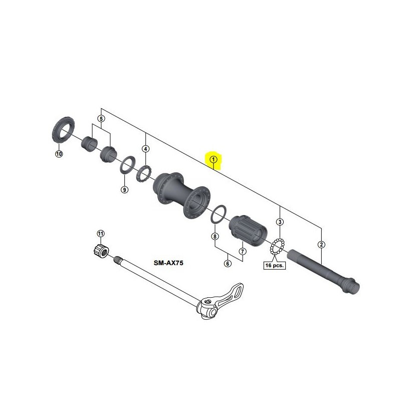 Shimano Eje Completo Buje Trasero Fh-m9000 Et12 Shimano Eje Completo Buje Trasero Fh-m9000 Et12