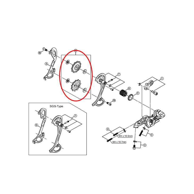 Shimano Polea Jgo.guia/tension Rd-m786 M773 Shimano Polea Jgo.guia/tension Rd-m786 M773