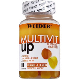 Weider Weider Multivit Up 80 gummies. Sabor naranja y limón. Sin azúcares y sin gluten. Gominolas de vitaminas y minerales 