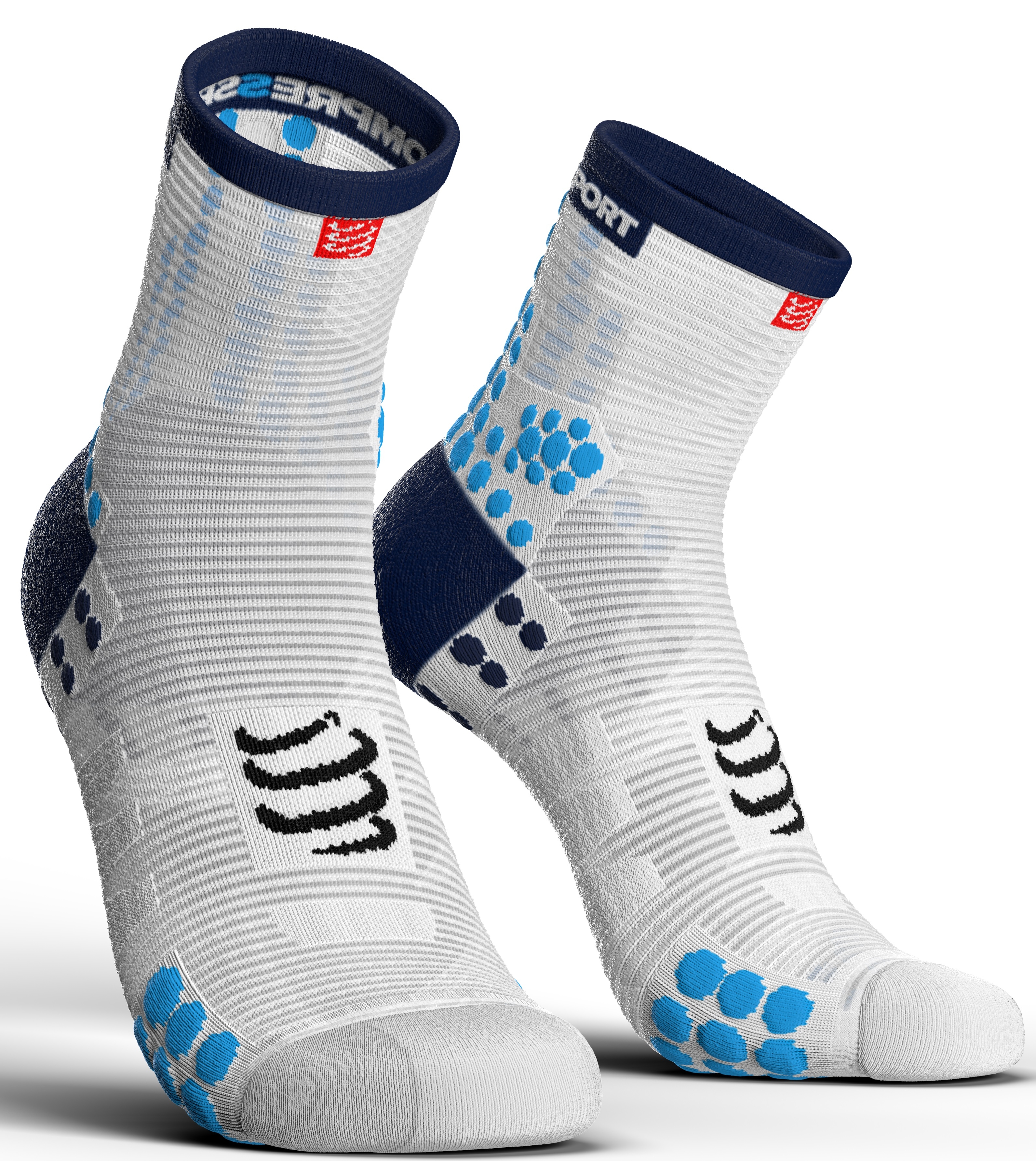 Compressport Calcetines Pro Racing Socks V3.0 Run High Blanco-Azul Compressport Calcetines Pro Racing Socks V3.0 Run High Blanco-Azul