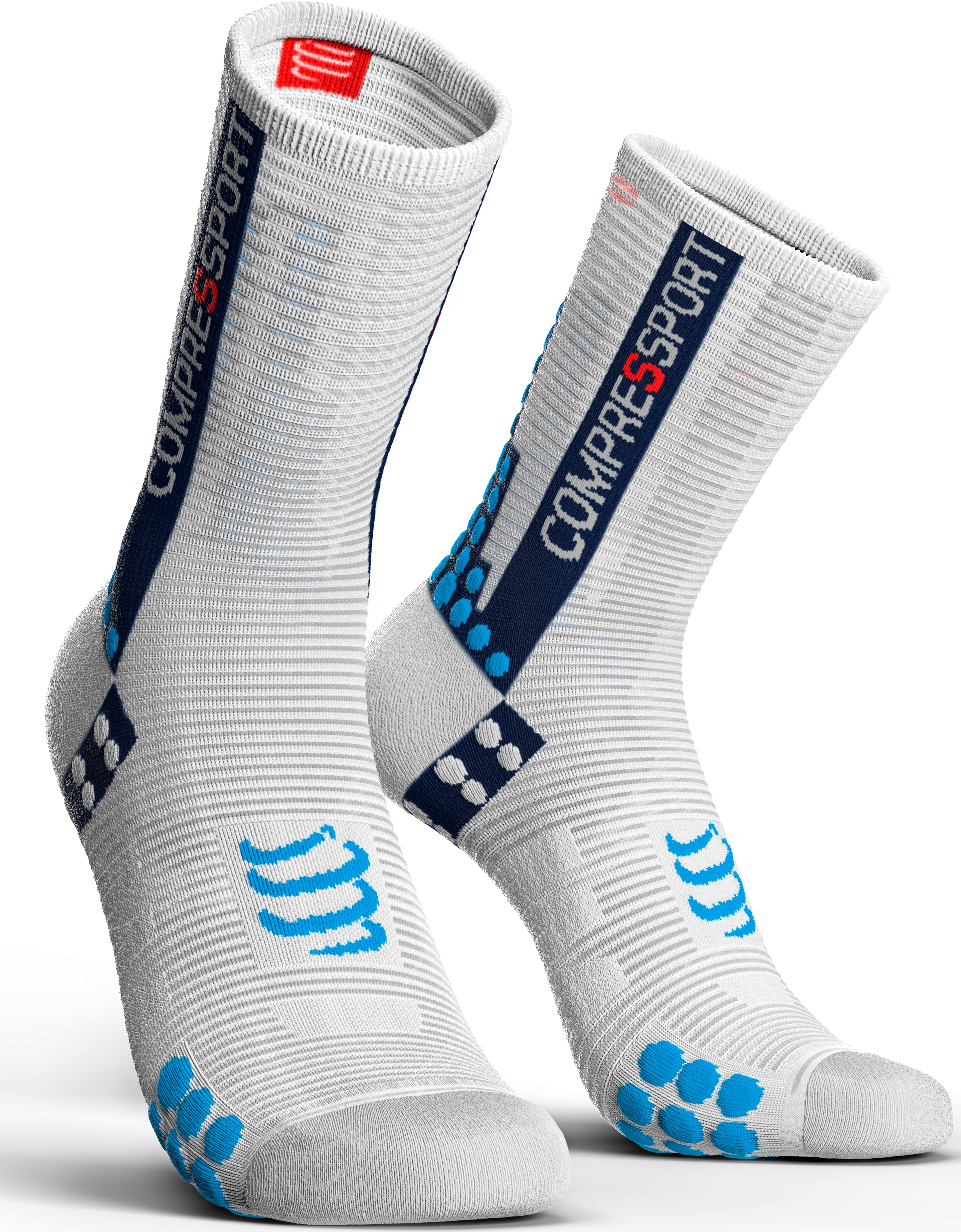Compressport Calcetines Pro Racing Socks V3.0 Bike Blanco-Azul Compressport Calcetines Pro Racing Socks V3.0 Bike Blanco-Azul