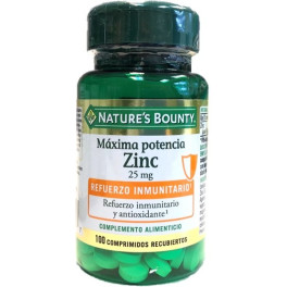 Nature's Bounty Zinc Maxima Potencia 25 Mg 100 Comp Recubiertos