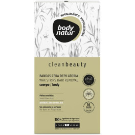 Body Natur Clean Beauty Bandas Cera Cuerpo Pieles Sensibles 16 U Unisex