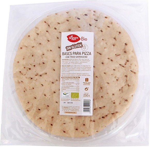 El Granero Integral Bases de Pizza con Trigo Sarraceno Sin Gluten Bio 2 uds. 250 gr El Granero Integral Bases de Pizza con Trigo Sarraceno Sin Gluten Bio 2 uds. 250 gr
