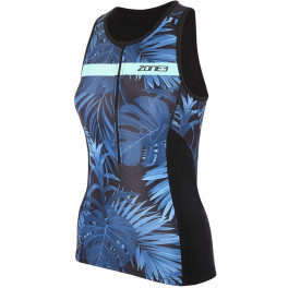 Zone3 Top Women's Activate+ Tropical Palm Sleeveless Tri Navy/mint