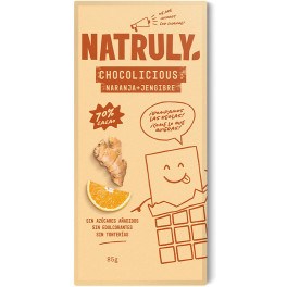 Natruly Chocolicious Con Naranja + Jengibre 70% Cacao 85 Gr Unisex
