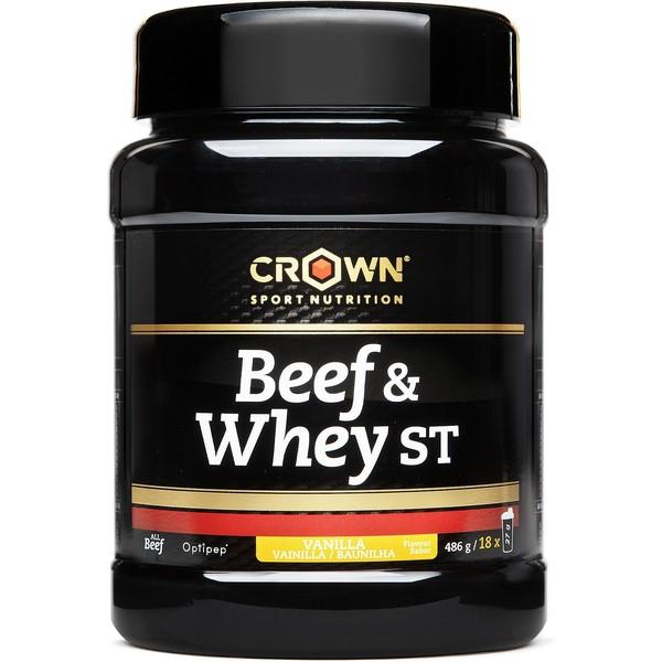 Crown Sport Nutrition Beef & Whey 486 g. Mezcla proteica de Iso Whey Hydrolyzed y 100% All Beef con estudio científico.
