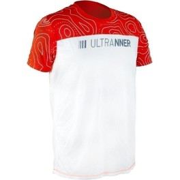 Ultranner Dumala - Camiseta Técnica Hombre Manga Corta para Deportes al Aire Libre y de Interior - Camiseta Transpirable Ultraligera Color Rojo y Blanco para Aumentar Visibilidad 