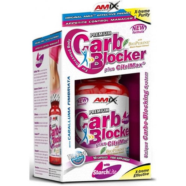 AMIX CarbBlocker 90 Kapseln - Hilft, die Aufnahme von Kohlenhydraten zu reduzieren + Enthält L-Carnitin und Yerba Mate