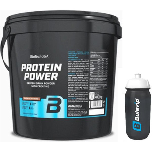 GESCHENKPAKET BioTechUSA Protein Power 4000 gr + Schwarze transparente Flasche 600 ml