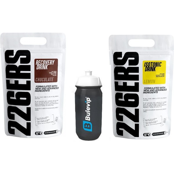 Pacote PRESENTE 226ERS Recovery Drink 1Kg + Bebida Isotônica 1kg + Garrafa Preta Transparente 600 Ml