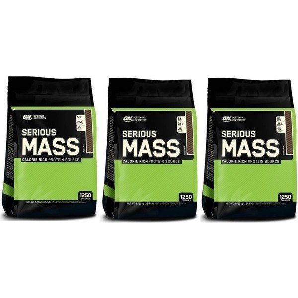 Optimum Nutrition Protein On Serious Mass 3 Sacos x 12 Lbs (5,45 Kg)