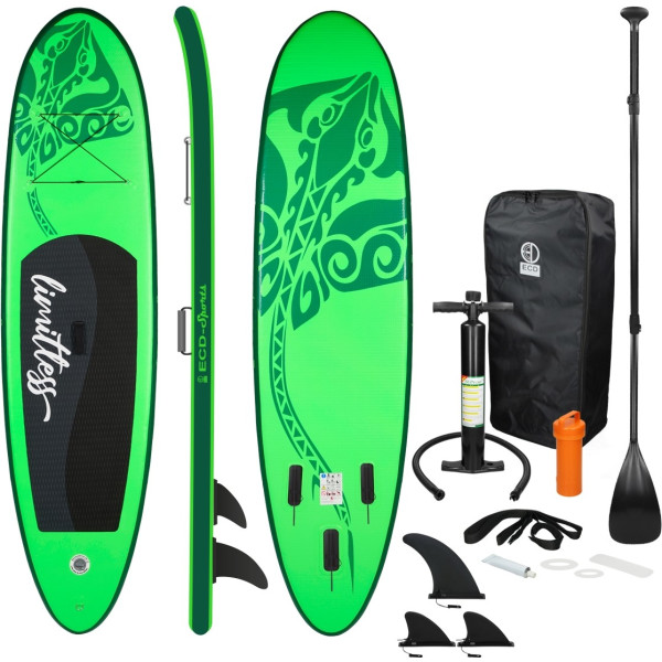 Ecd Germany Tabla Hinchable Limitless Paddle Surf / Sup 308 X 76 X 10 Cm Verde Stand Up Paddle Board Pvc Hasta 120kg 3 Aletas De