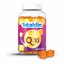 Vitaldin Coenzima Q10 Gummies - Suplemento de Belleza - 200 mg por dosis diaria + Vitaminas C y E - 50 gominolas - Sin Gluten