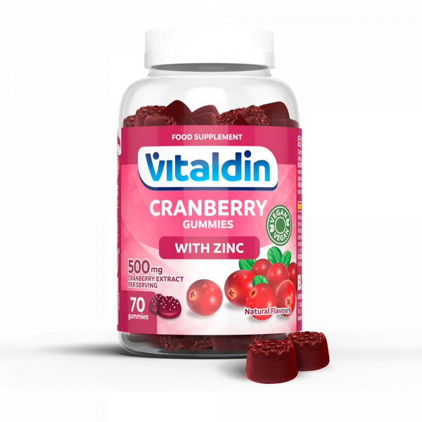 Vitaldin Cranberry 70 gummies - 500 mg de extracto de Arándano Rojo por dosis + Zinc - Vegano & Sin Gluten
