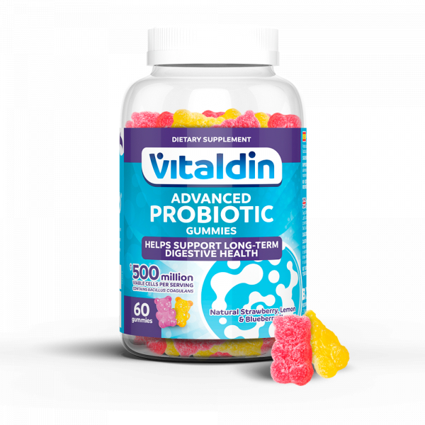 Vitaldin Probiótico Gummies – 60 Gominolas- 500 millones de cepas de Bacillus Coagulans por dosis + Vitamina B12 - Sin Gluten