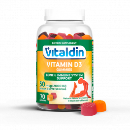Vitaldin Vitamina D3 Gummies – 70 Gominolas - 2.000 IU por dosis diaria - Sin Gluten