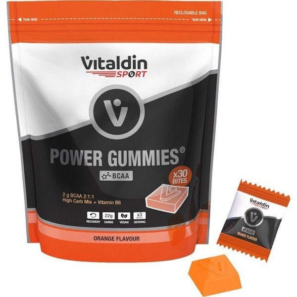 Vitaldin Sport Power Gummies BCAA - 30 Bites de Gominolas - Protección y recuperación muscular - 2 gr de Aminoácidos BCAA de ratio 2:1:1 por serving + Vitamina B6 - Vegano