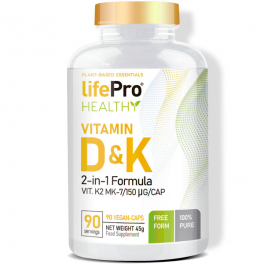 Life Pro Vitamina D&K 2 En 1 / Vitamina K-2 MK-7 - 90 Cápsulas