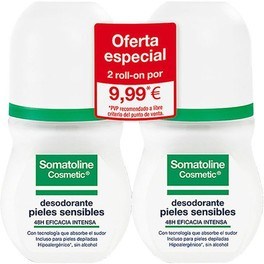 Somatoline Pieles Sensibles Deodorant Roll-On Lote 2 Piezas Unisex