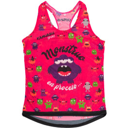 Kamuabu Camiseta Running De Tirantes - Monstruos Rosa - 90grs Ultra Ligera - Mujer