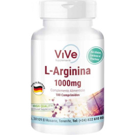 Vive Supplements L-arginina 1000mg - 100 Comprimidos - Rendimiento Deportivo