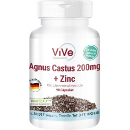 Vive Supplements Sauzgatillo 200mg + Zinc - 90 Caps - Síndrome Premenstrual -fertilidad Mujer