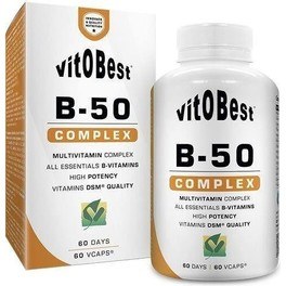VitOBest B-50 Complex 60 VegeCaps - Contiene 8 Vitaminas GrupoB + Carbonato Cálcico e Inositol
