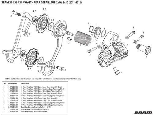 Sram Rec Caja Larga/Roldanas Cambio X0 10V Sram Rec Caja Larga/Roldanas Cambio X0 10V