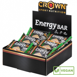Crown Sport Nutrition Energy Vegan Bar, 12 x 60 g, Barrita Energética de Avena Sin Cobertura y un Extra de Proteína Aislada de Guisante