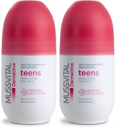 Pack Mussvital Dermactive Desodorante Roll On Teens para Chicas 2 botes x 75 ml Pack Mussvital Dermactive Desodorante Roll On Teens para Chicas 2 botes x 75 ml