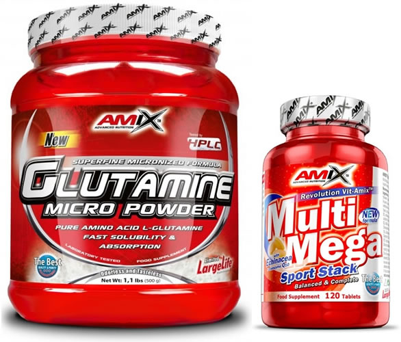 Pack Amix Glutamina Powder 500 gr + Multi Mega Stack 120 tabs Pack Amix Glutamina Powder 500 gr + Multi Mega Stack 120 tabs