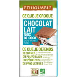 Ethiquable Chocolate Con Leche Y Coco Bio 100 G