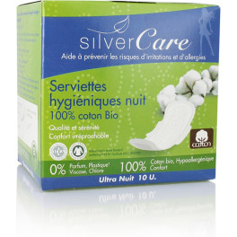 Silver Care Compresa Higiénica Ultra-fina Noche En Algodón Bio 10 Unidades