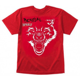 Bestial Wolf Camiseta Roja Bw Lobo Blanco - Niño