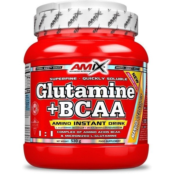 Amix Glutamina + BCAA 530 gr - Retrasa la Fatiga y Acelera la Recuperación de Entrenamientos Intensos