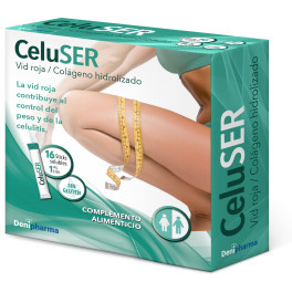 Denipharma Celuser - 16 Sticks - Anticelulítico - Elimina La Celulitis. Las Estrías Y La Grasa Localizada - Adelgazante Con Vi