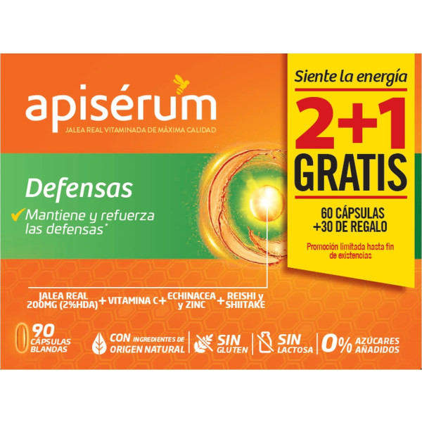 Apiserum Defensas Pack 3 Meses 60 Cápsulas + 30 De Regalo