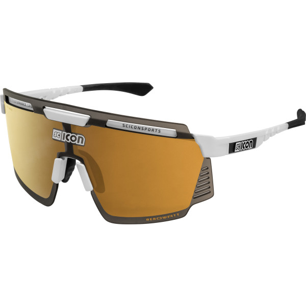 Scicon Sports Aerowatt Gafas De Sol Deportivas (blanco Lucido / Bronce Espejo)